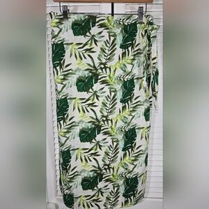 Panama Jack Monstera Palm Leaf Tropical Straight Wrap Skirt Sz M